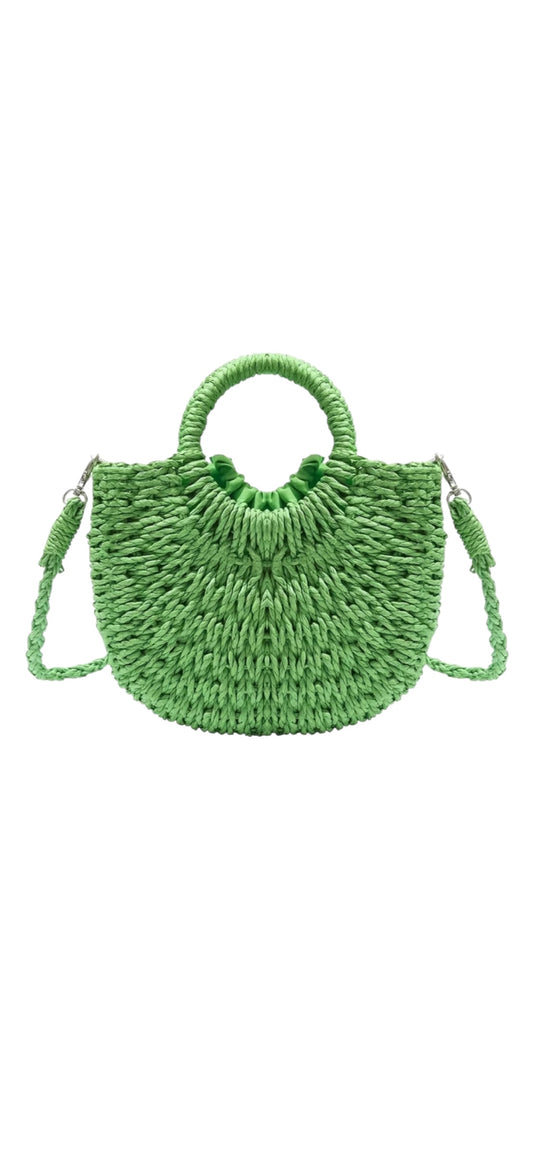Rattan Carry Bag - Green