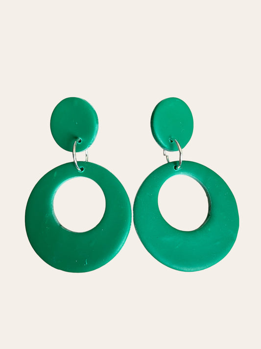 Velma Hoops Dangle Earrings - Green