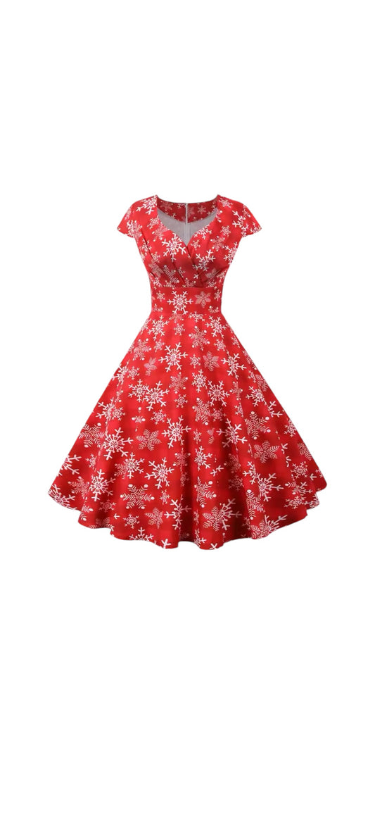 Christmas Snowflake Dress - Red