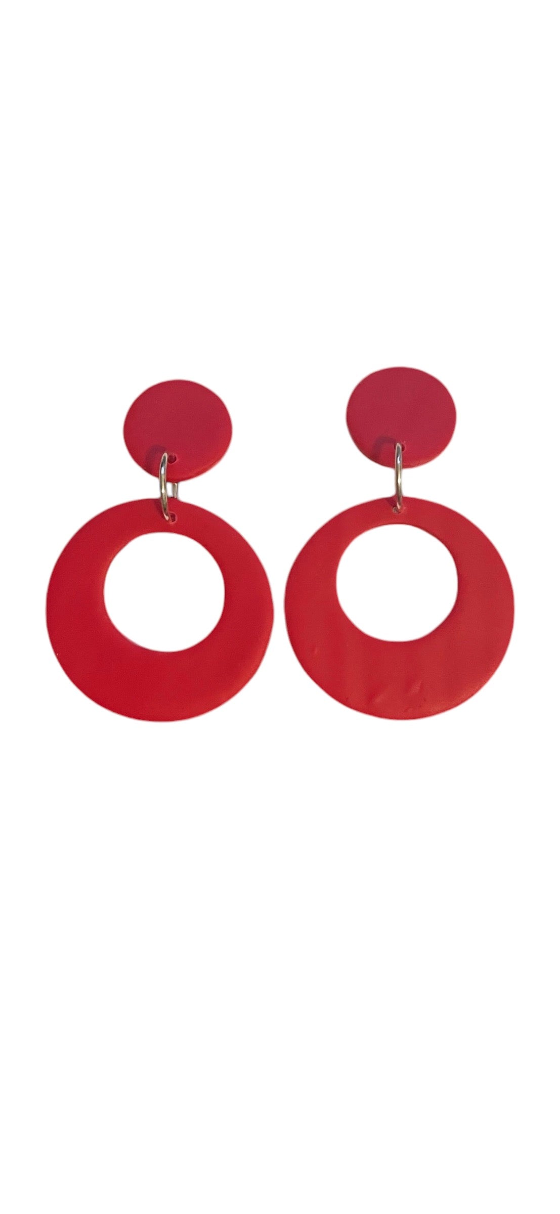 Velma Hoops Dangle Earrings - Red