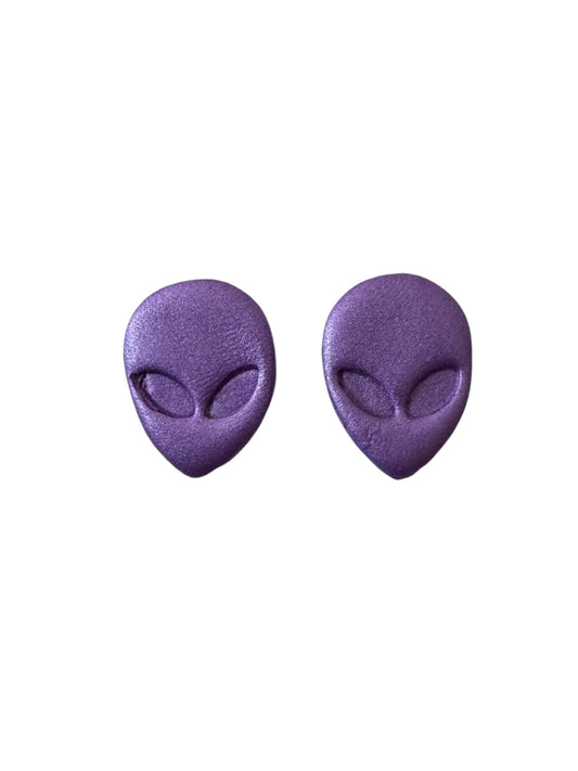 Take Me To Your Leader Studs - Metallic Purple