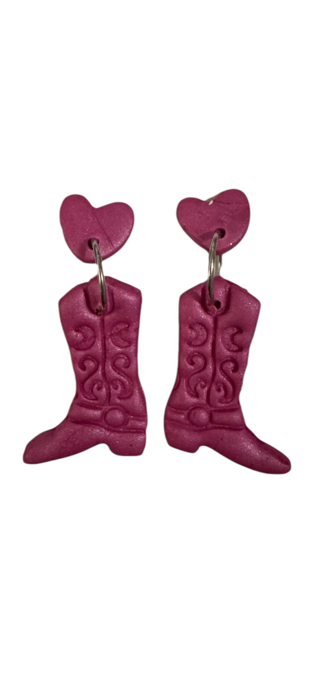 Cowgirl Boots Dangle Earrings - Magenta