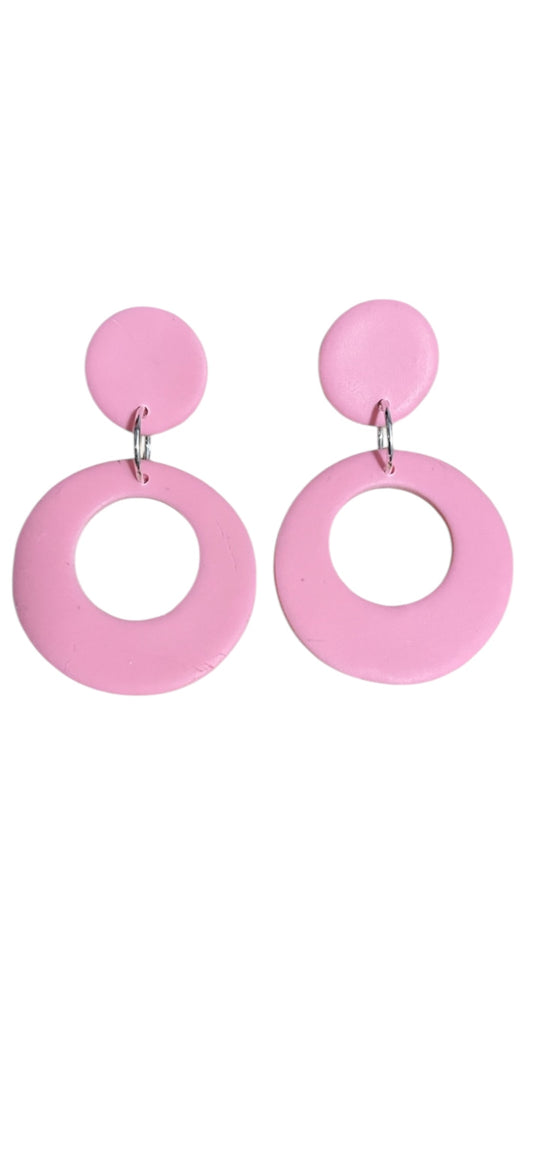 Velma Hoops Dangle Earrings - Baby Pink