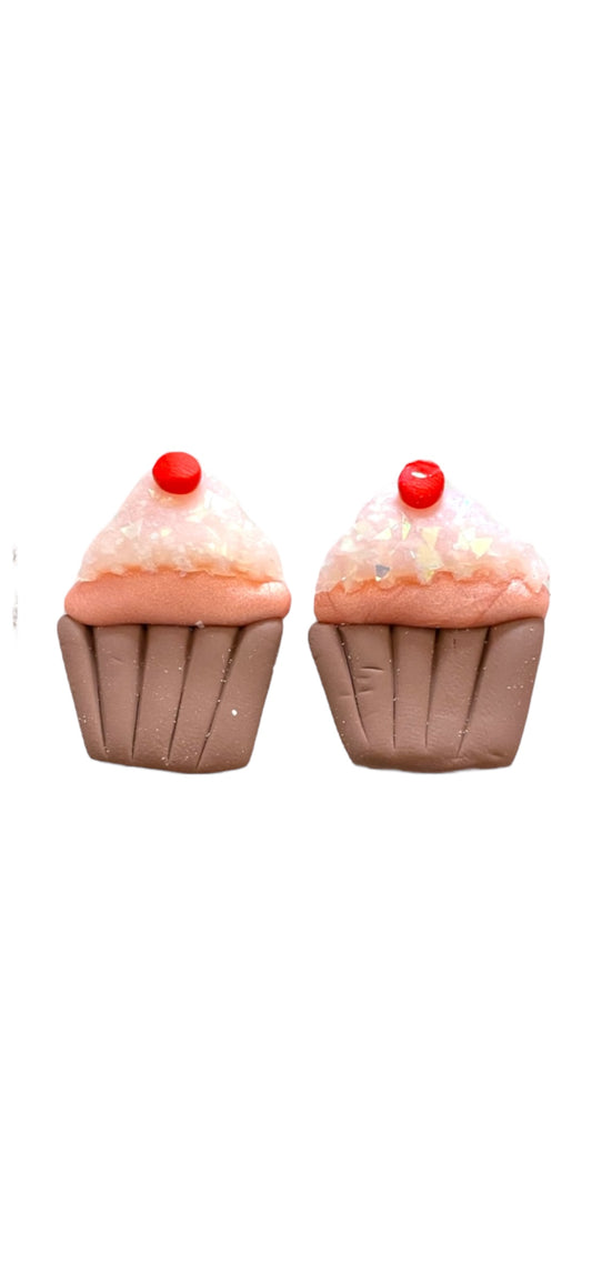 Cupcake Statement Studs - Pink