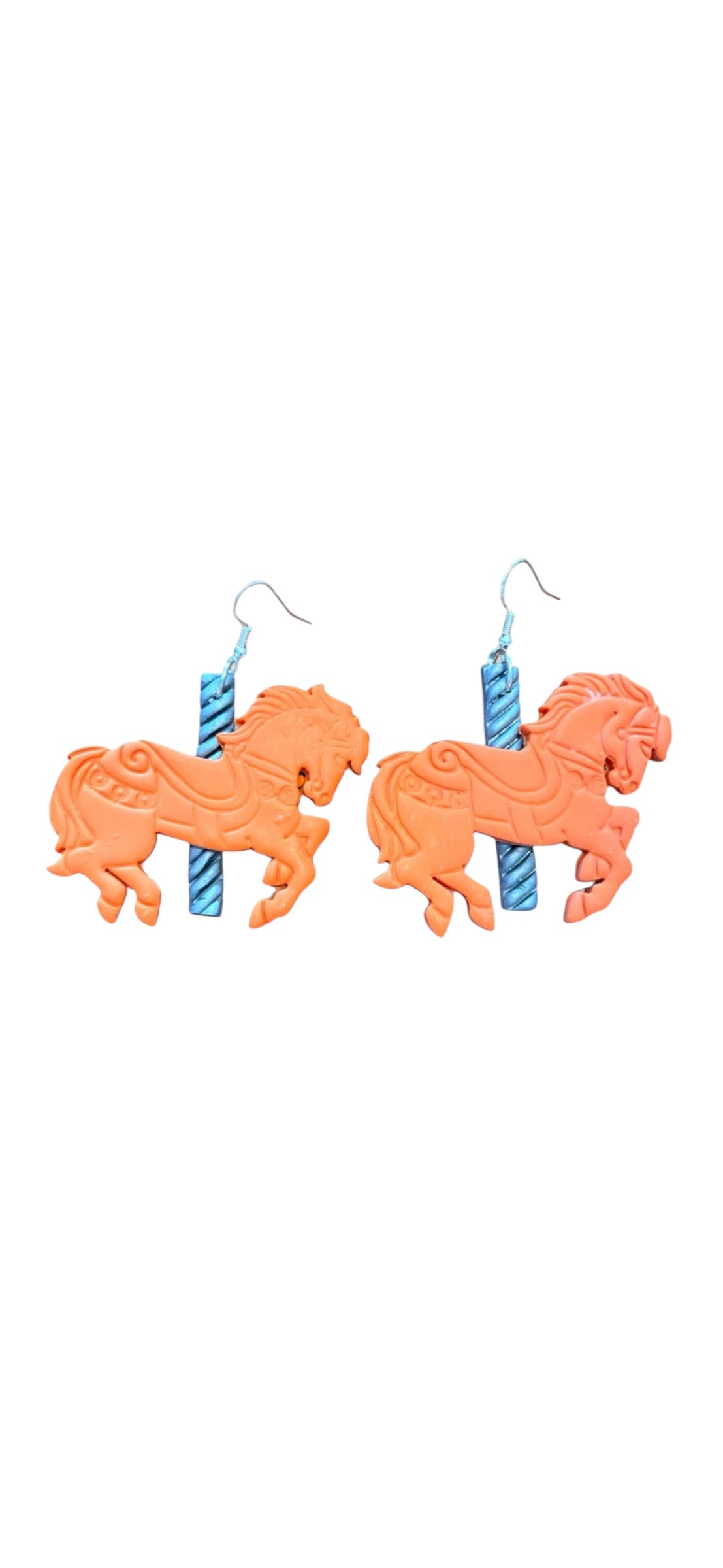 Carousel Pony Dangle Earrings - Orange