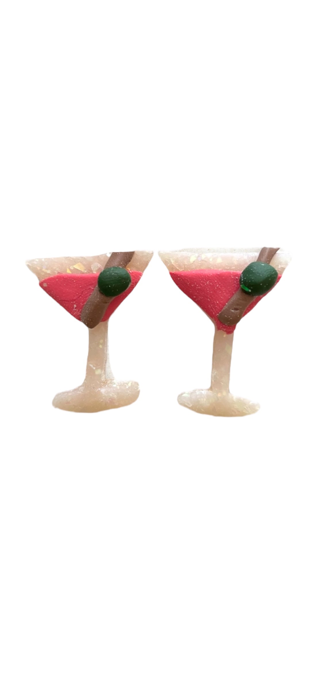 Martini Glass Statement Studs - Pink