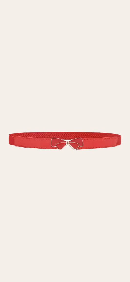 Evie Elegant Bow Belt - Red