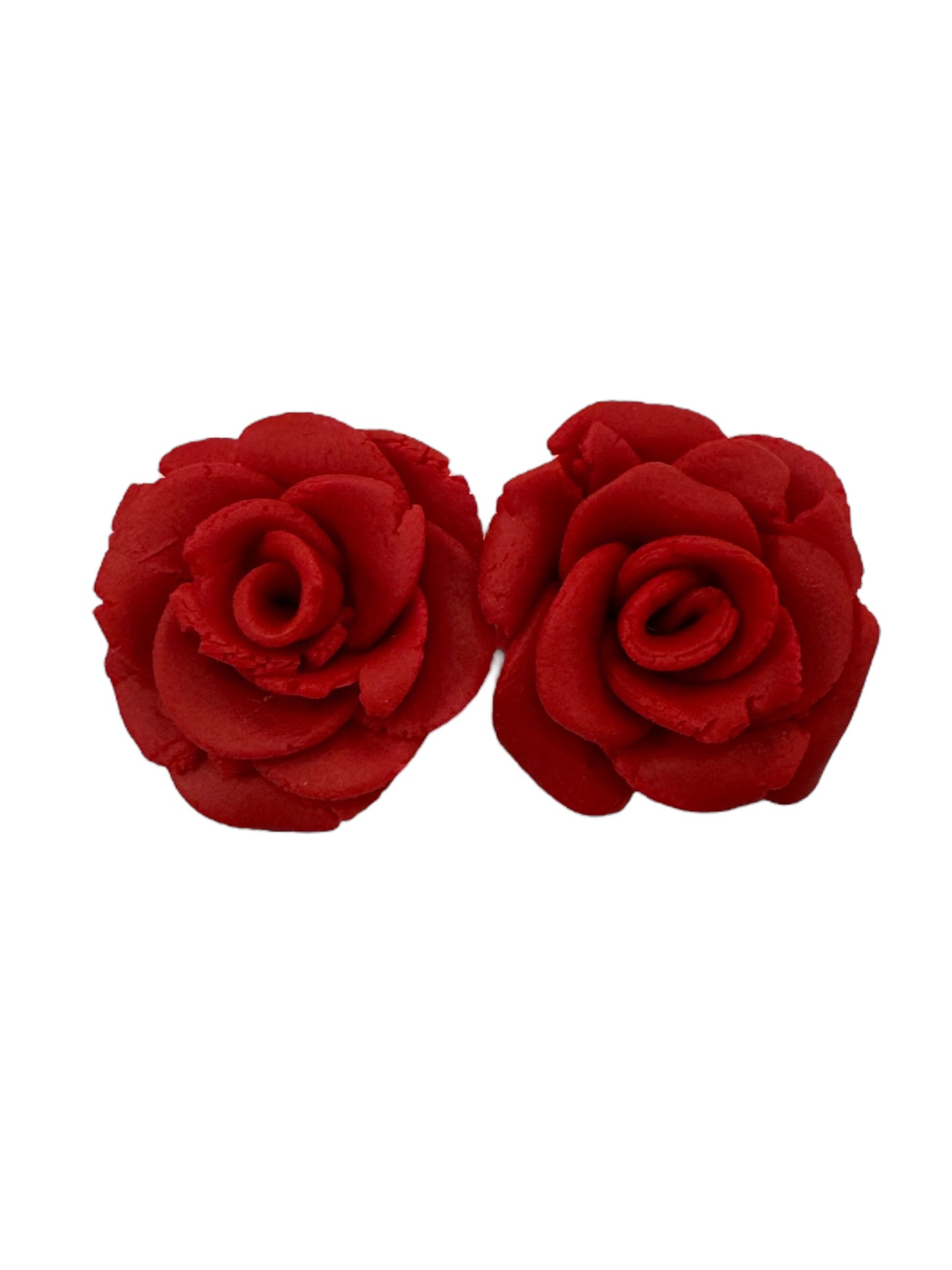 Handcrafted Rose Studs - Red