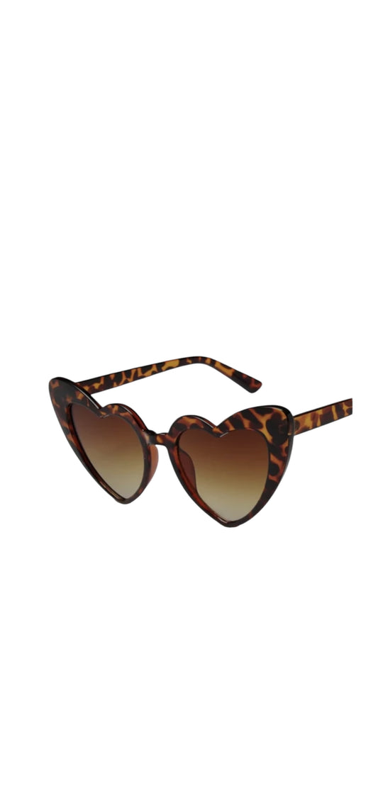 Retro Heart Sunglasses - LEOPARD