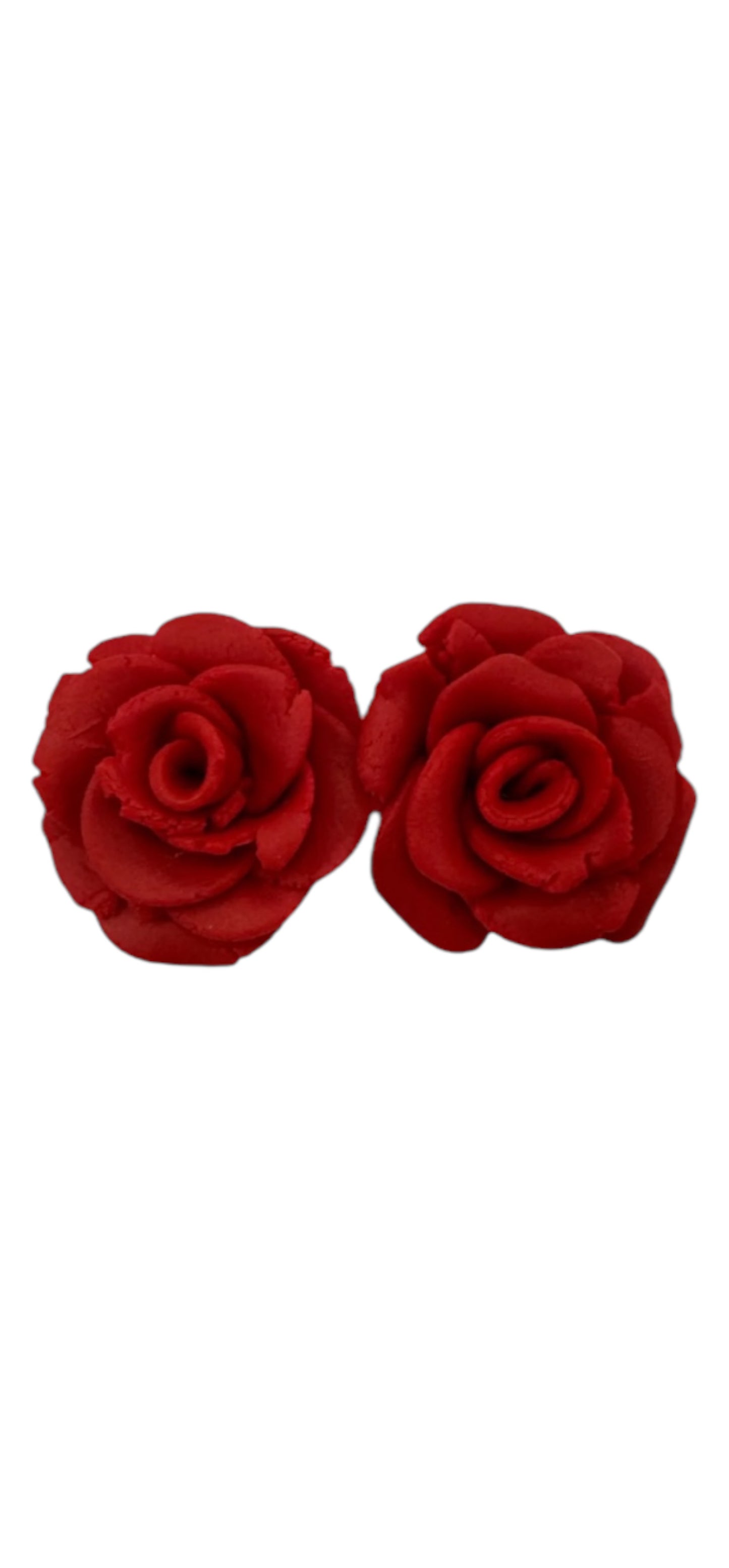 Handcrafted Rose Studs - Red