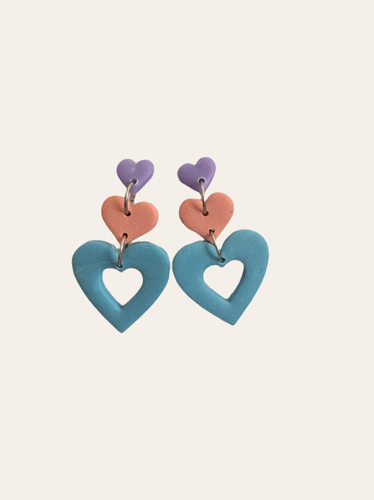 Pastel Heart Combo Dangle Earrings