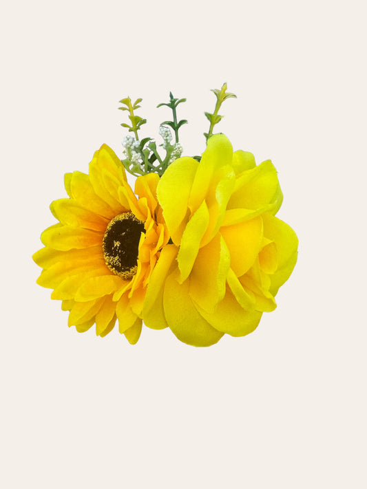 Sunflower and Yellow Rose Hair Comb