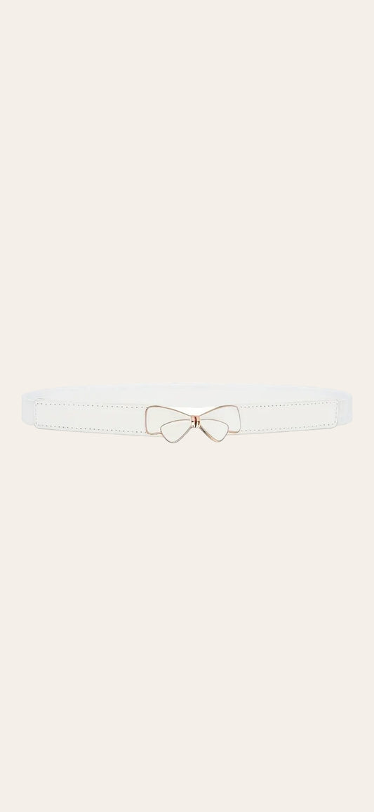 Evie Elegant Bow Belt - White