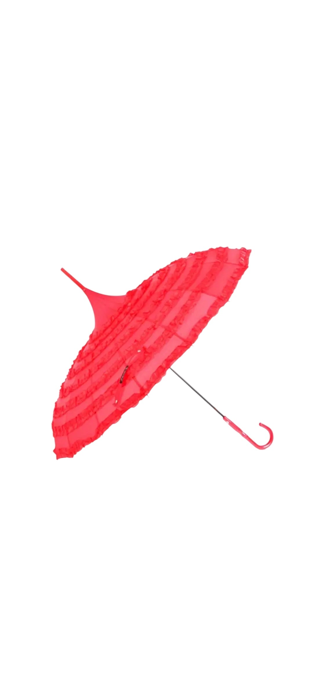 Retro Pagoda Parasol - Red Ruffles