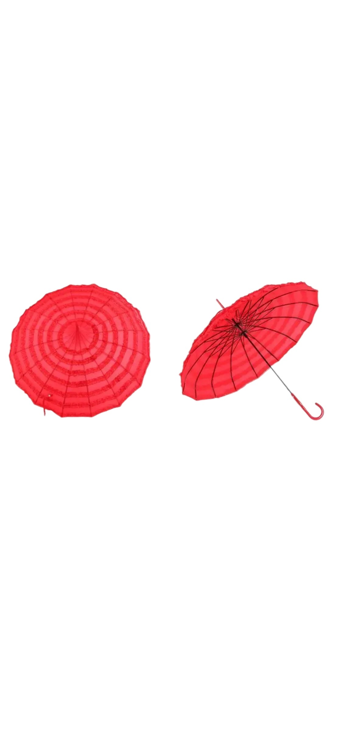 Retro Pagoda Parasol - Red Ruffles