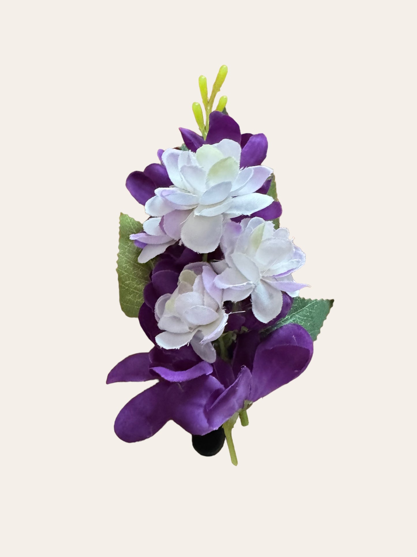 Purple & White Floral Hair Clip