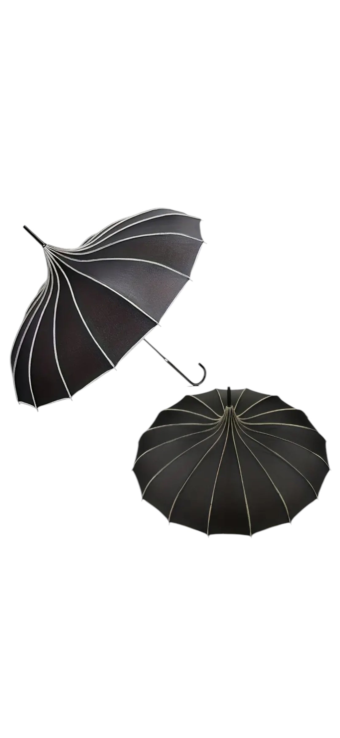 Retro Pagoda Parasol - Black
