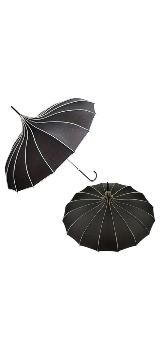 Retro Pagoda Parasol - Black