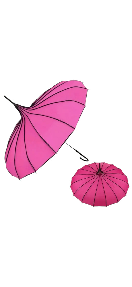 Retro Pagoda Parasol - Bright Pink