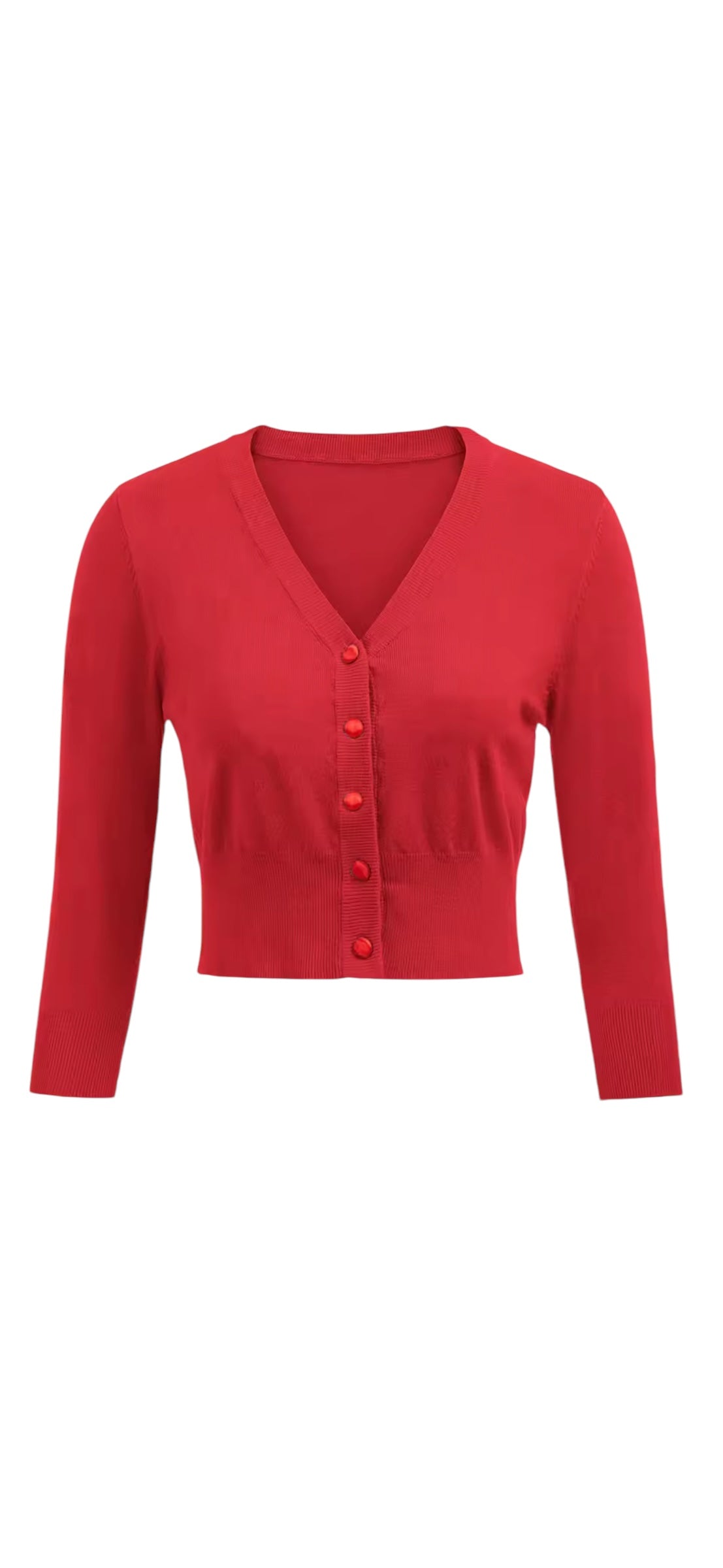 Cropped Cardigan - Red