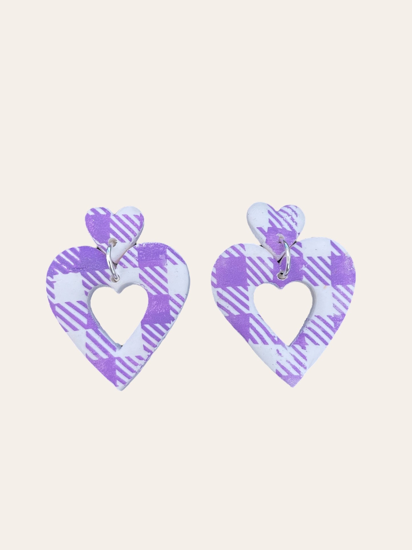 Love Me Tender Dangle Earrings - Purple Gingham