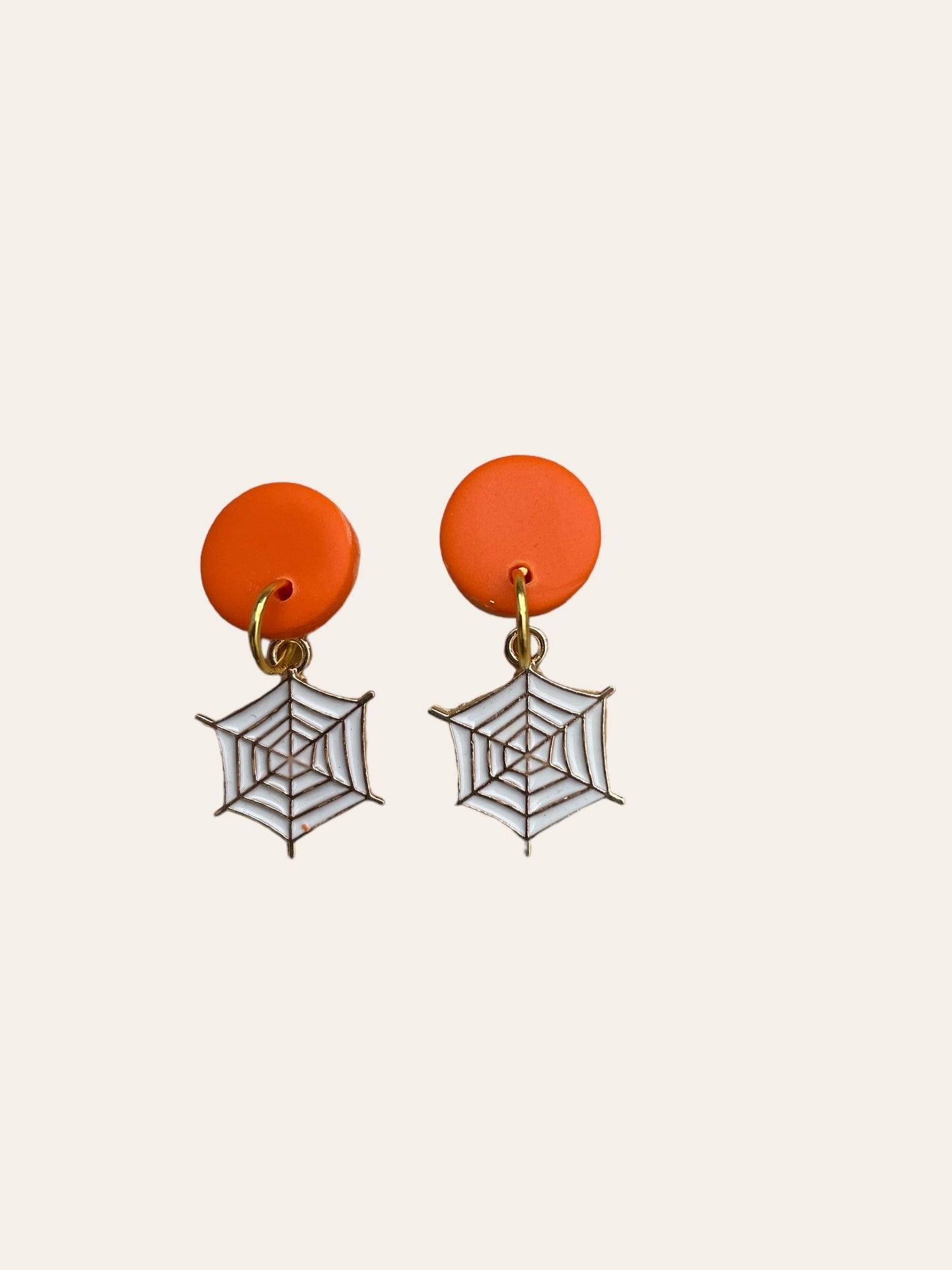 Metallic Spider Web Dangle earrings - White