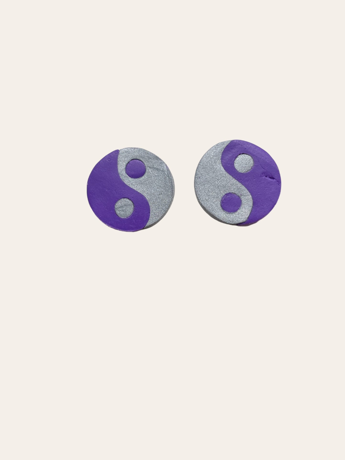 Yin & Yang Studs - Purple & Silver