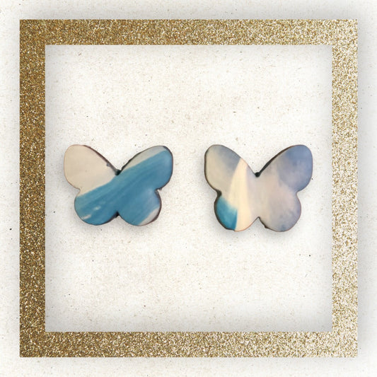 Butterfly Studs - Blue Marble