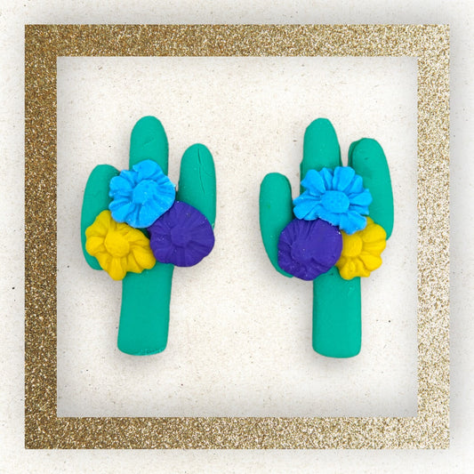 Cactus Floral Statement Studs