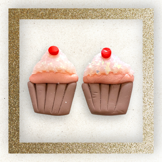 Cupcake Statement Studs - Pink