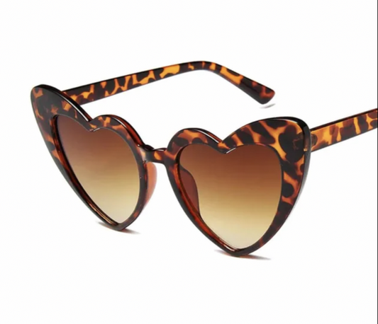 Retro Heart Sunglasses - LEOPARD