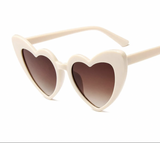 Retro Heart Sunglasses - CREAM