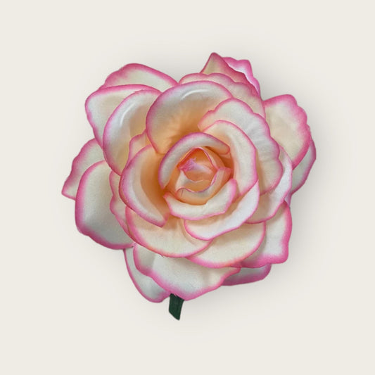 Rose Flower Hair Clip - Pink & Vintage White