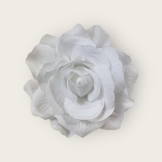 Rose Flower Hair Clip - White